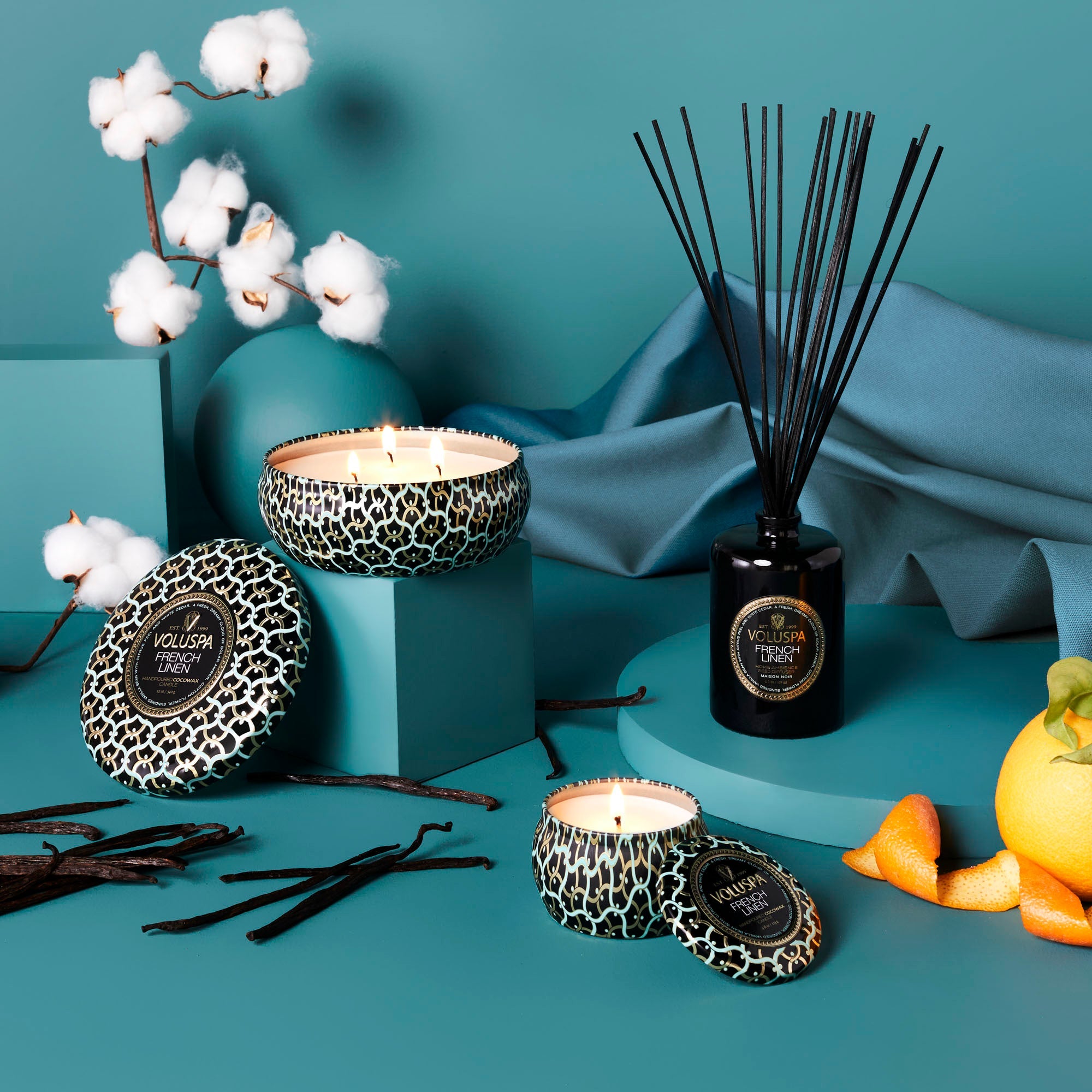 French Linen - 3 Wick Tin Candle - Image 2