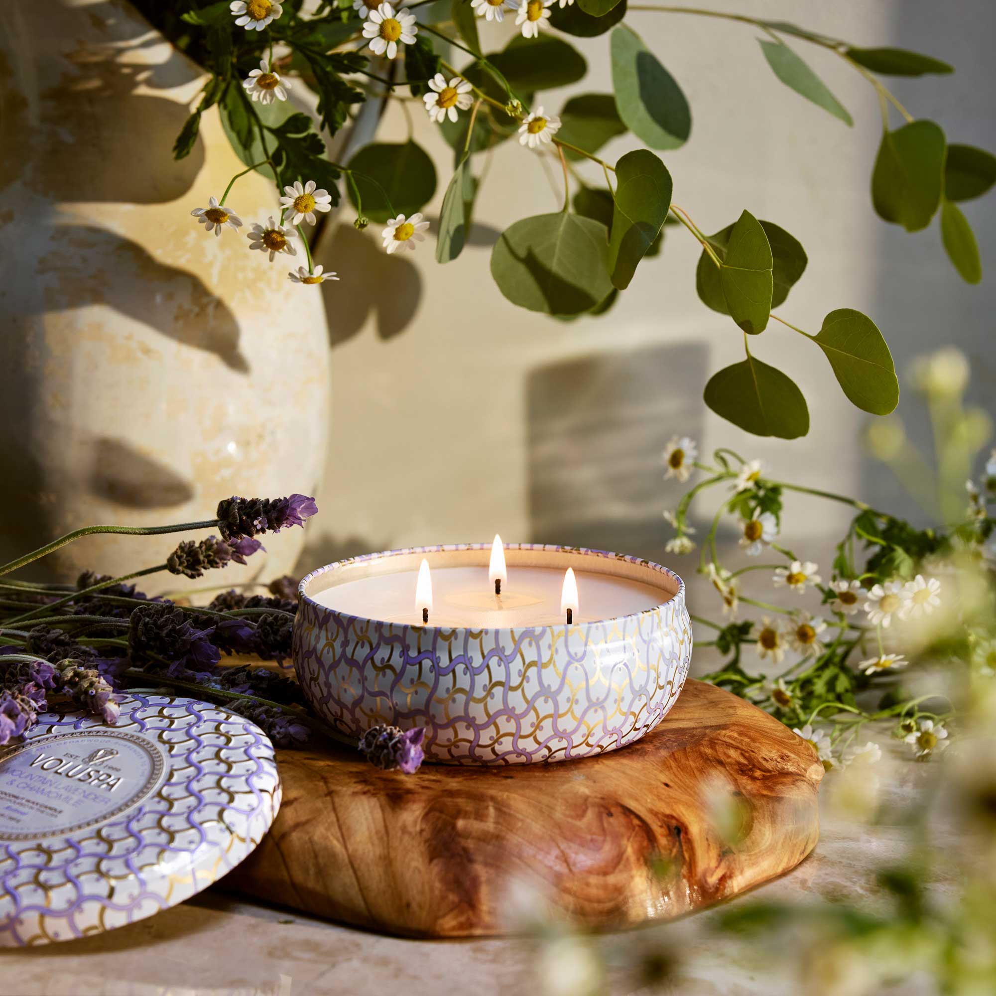 Mountain Lavender & Chamomile - 3 Wick Tin Candle - Image 3