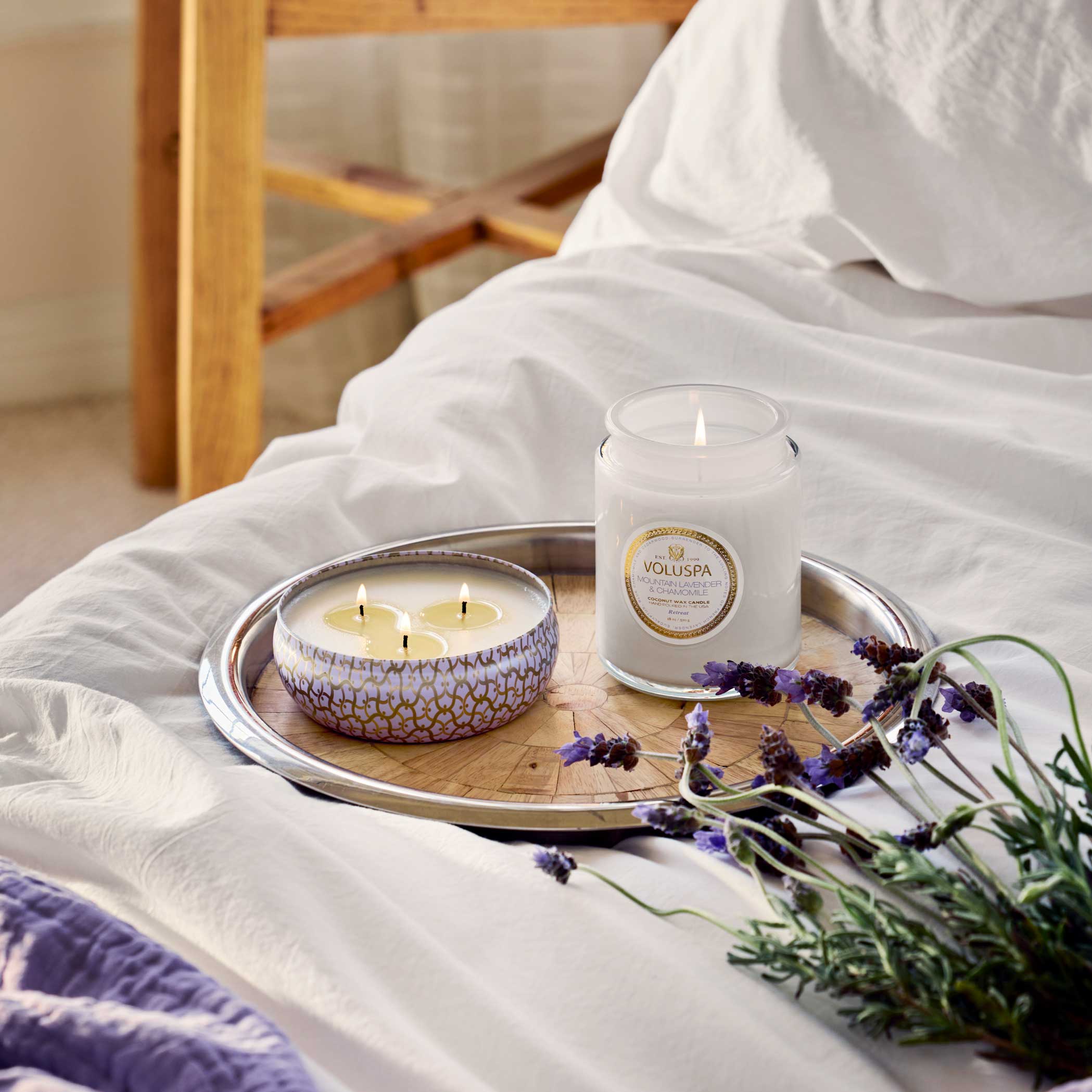 Mountain Lavender & Chamomile - 3 Wick Tin Candle - Image 2